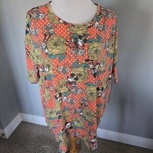 NWOT Disney LuLaRoe Women's Short Sleeve Tee - Red and Yellow Floral Print